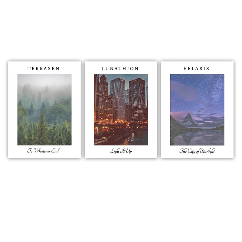 Sarah J Maas Wall Art Print ACOTAR Poster Crescent City Landscape Canvas Painting Throne of Glass Wall Pictures Home Room Decor