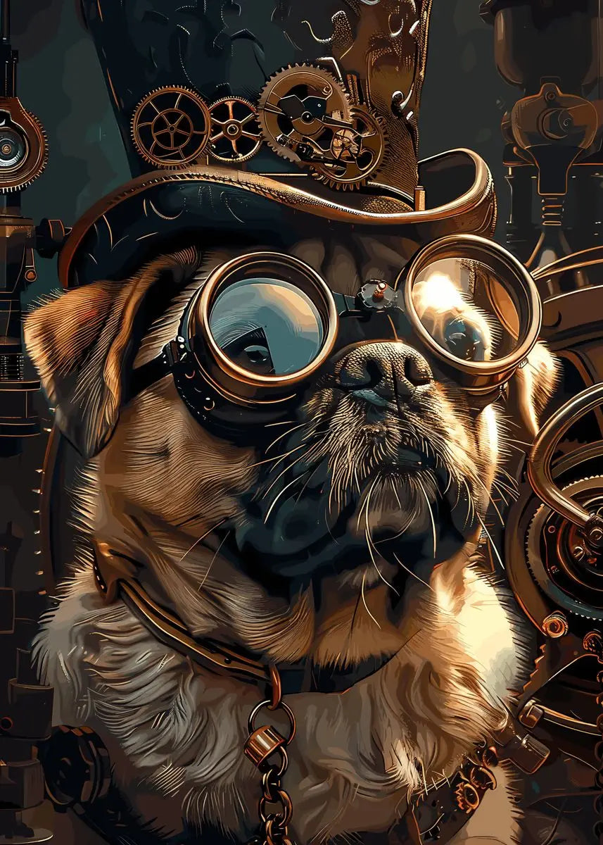 Retro Steampunk Style Animal Canvas Painting