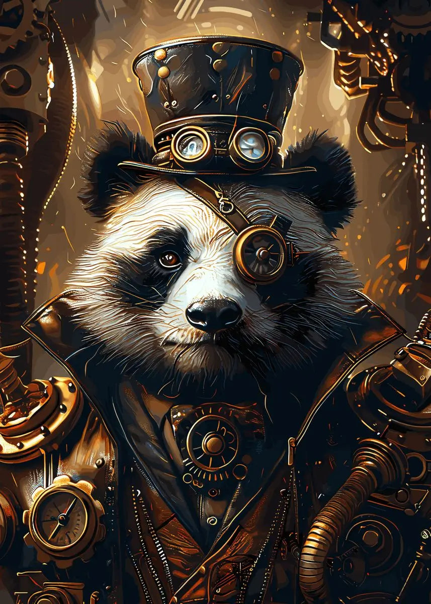 Retro Steampunk Style Animal Canvas Painting
