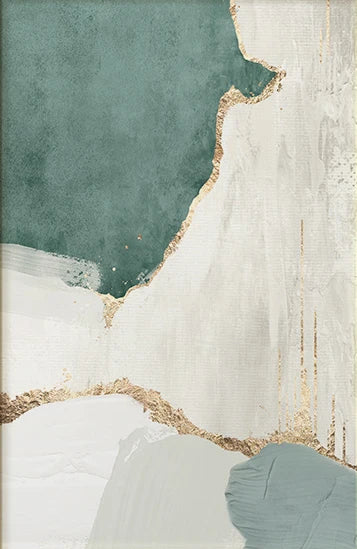 Modern Abstract Canvas Painting Gold Foil Flow Green Brown for Living Room Posters and Prints Wall Pictures Decor Cuadros