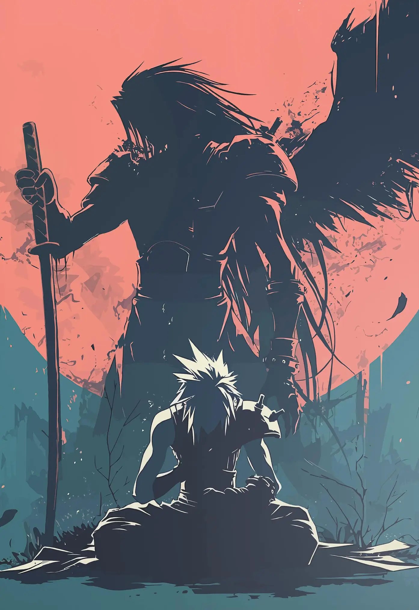 Retro style Minimalist Video Game Final Fantasy Anime Illustration Poster Canvas Painting Wall Art Pictures Home Decoration