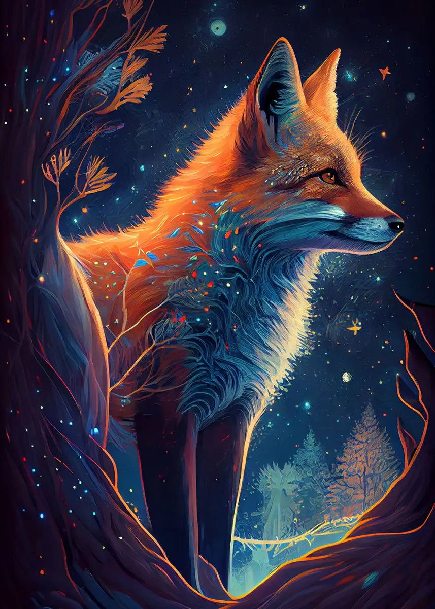 Fox Poster Fox in the Forest Art Painting