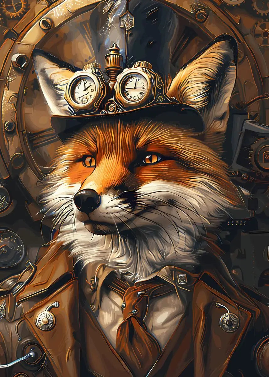 Retro Steampunk Style Animal Canvas Painting