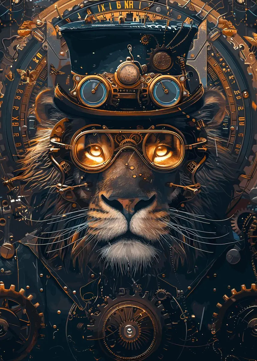 Retro Steampunk Style Animal Canvas Painting