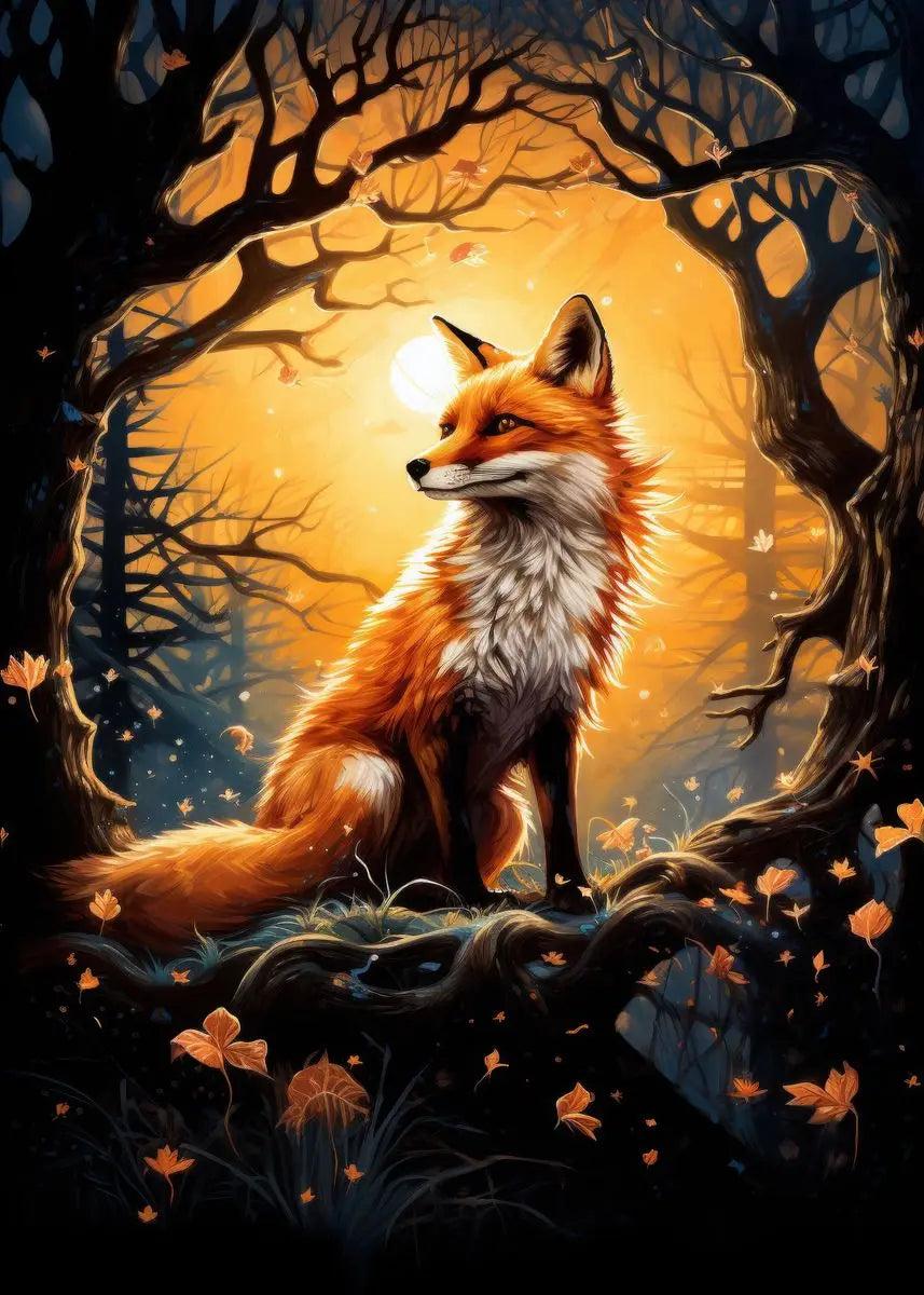 Fox Poster Fox in the Forest Art Painting