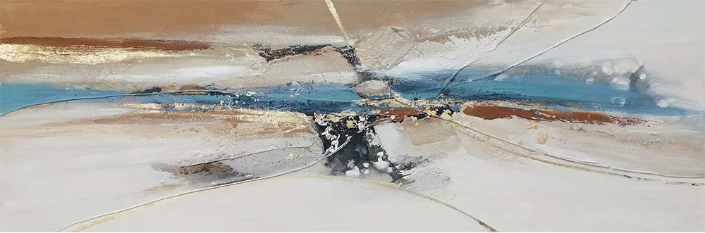 Modern Canvas Painting Abstract Landscape White Gold Line Posters and Prints Wall Art Pictures for Living Room Decor Cuadros