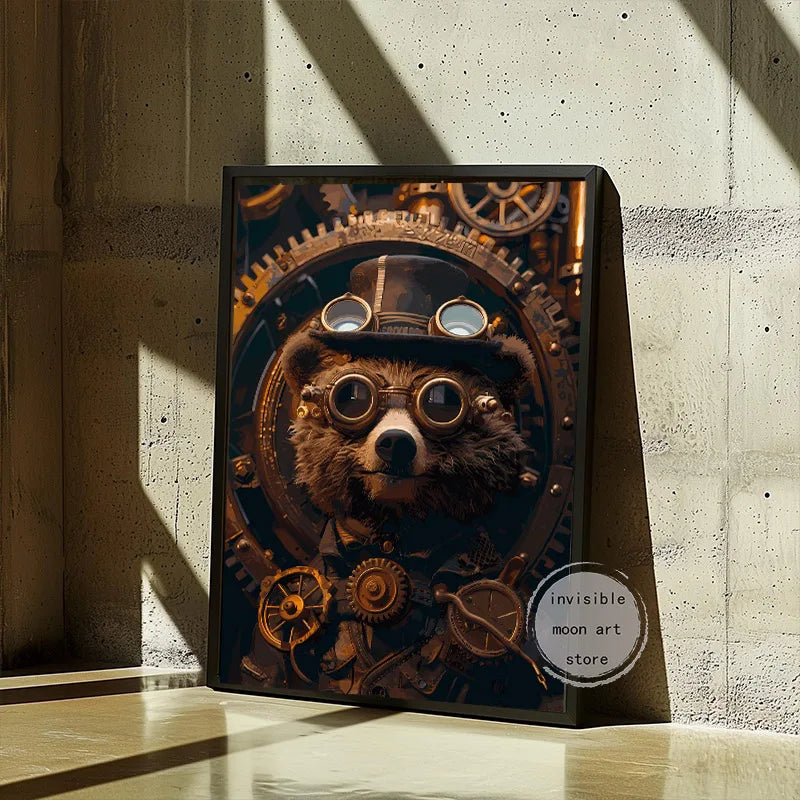 Retro Steampunk Style Animal Canvas Painting