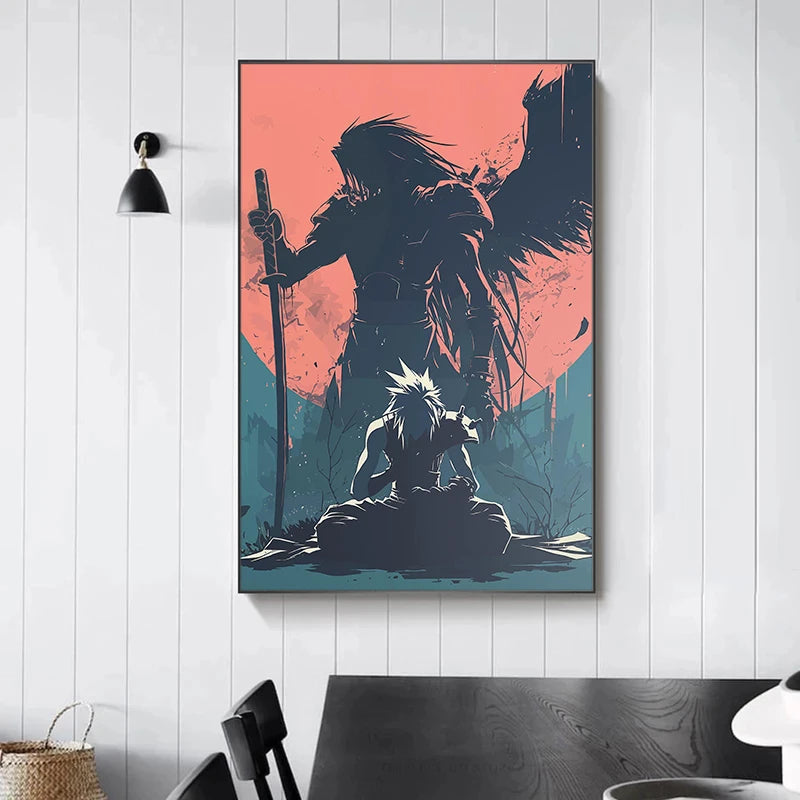 Retro style Minimalist Video Game Final Fantasy Anime Illustration Poster Canvas Painting Wall Art Pictures Home Decoration