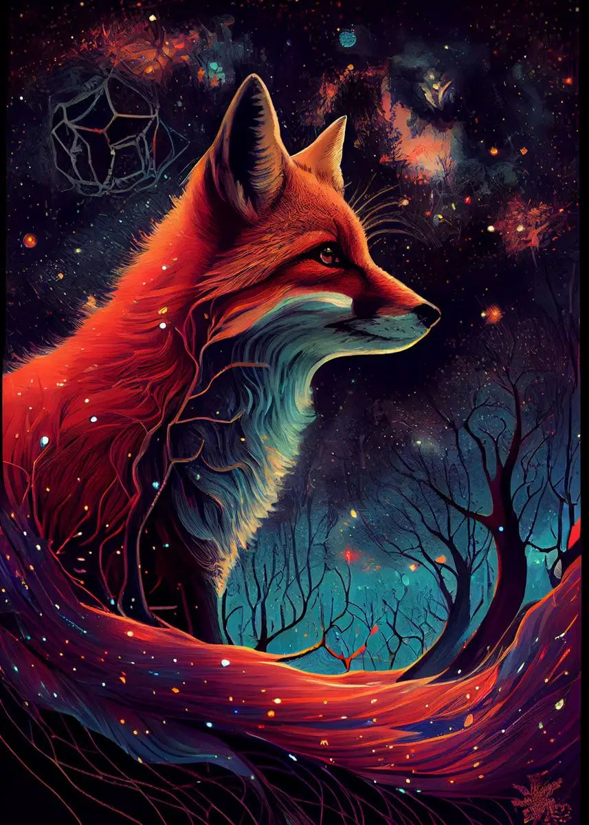 Fox Poster Fox in the Forest Art Painting