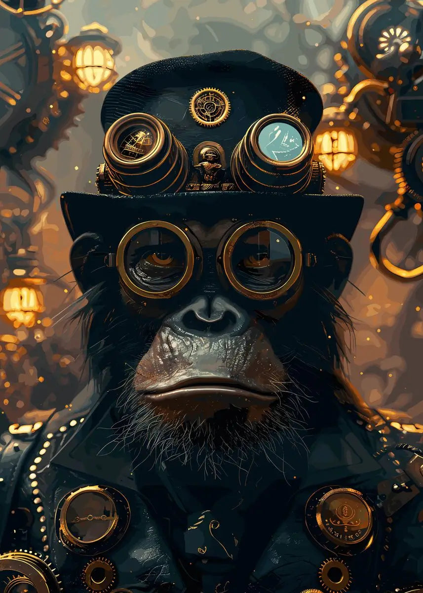 Retro Steampunk Style Animal Canvas Painting