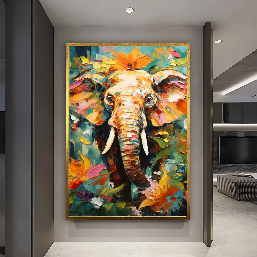 Street Graffiti Elephant Canvas Painting Abstract Animal Watercolor Poster Print Cartoon Cute Wall Art Living Room Home Decor