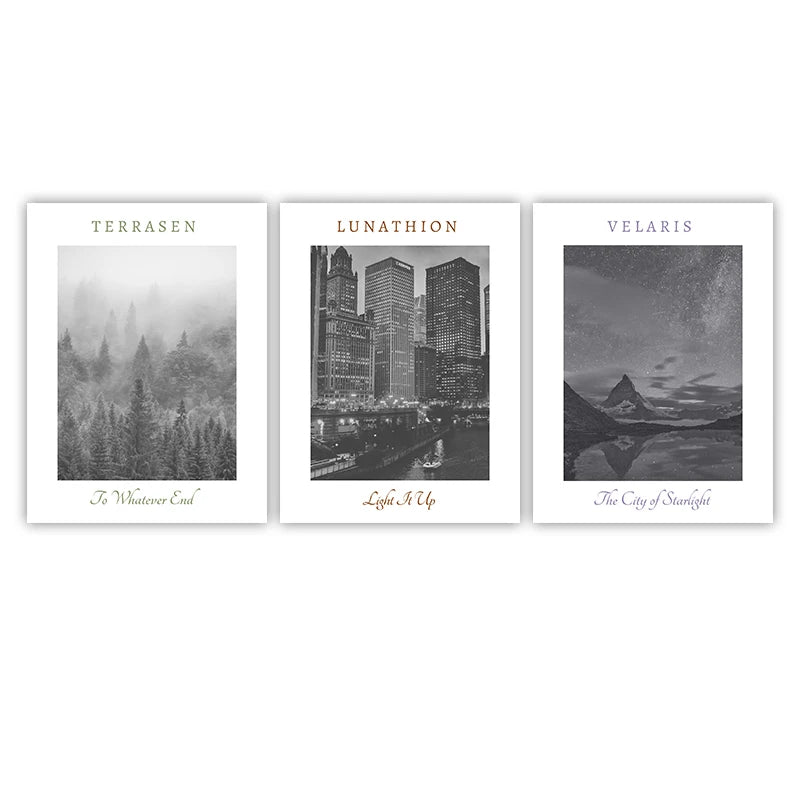 Sarah J Maas Wall Art Print ACOTAR Poster Crescent City Landscape Canvas Painting Throne of Glass Wall Pictures Home Room Decor