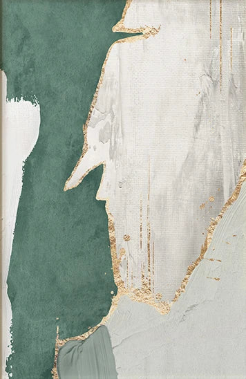 Modern Abstract Canvas Painting Gold Foil Flow Green Brown for Living Room Posters and Prints Wall Pictures Decor Cuadros