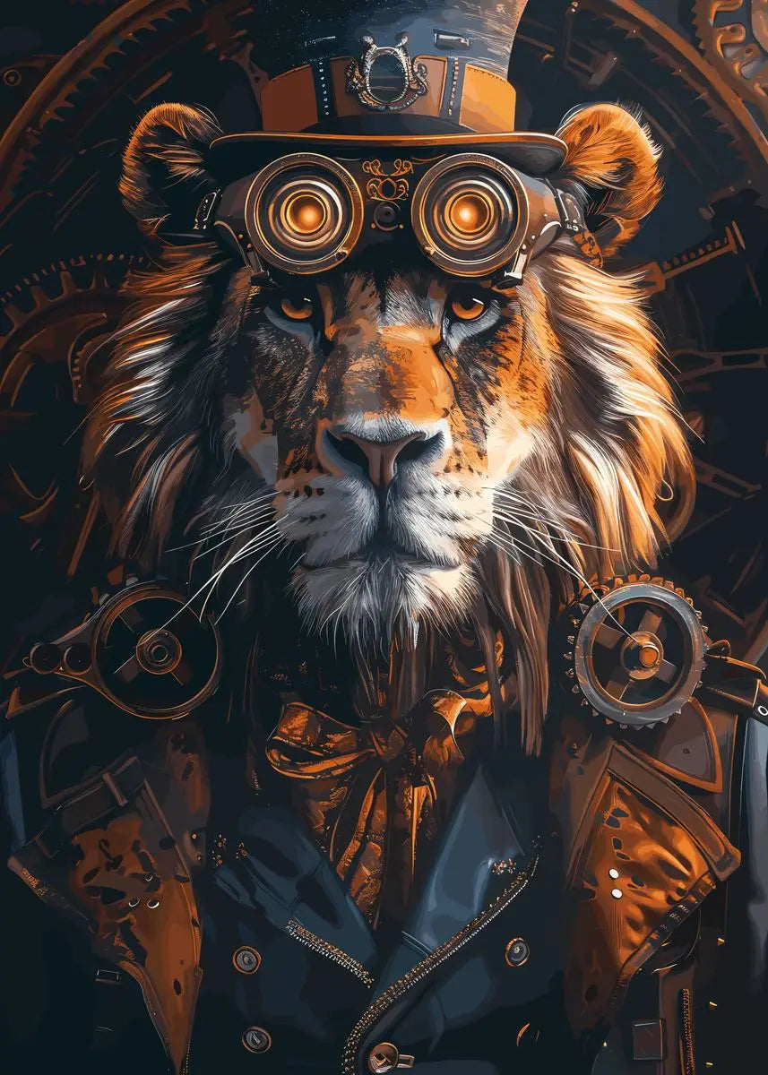 Retro Steampunk Style Animal Canvas Painting
