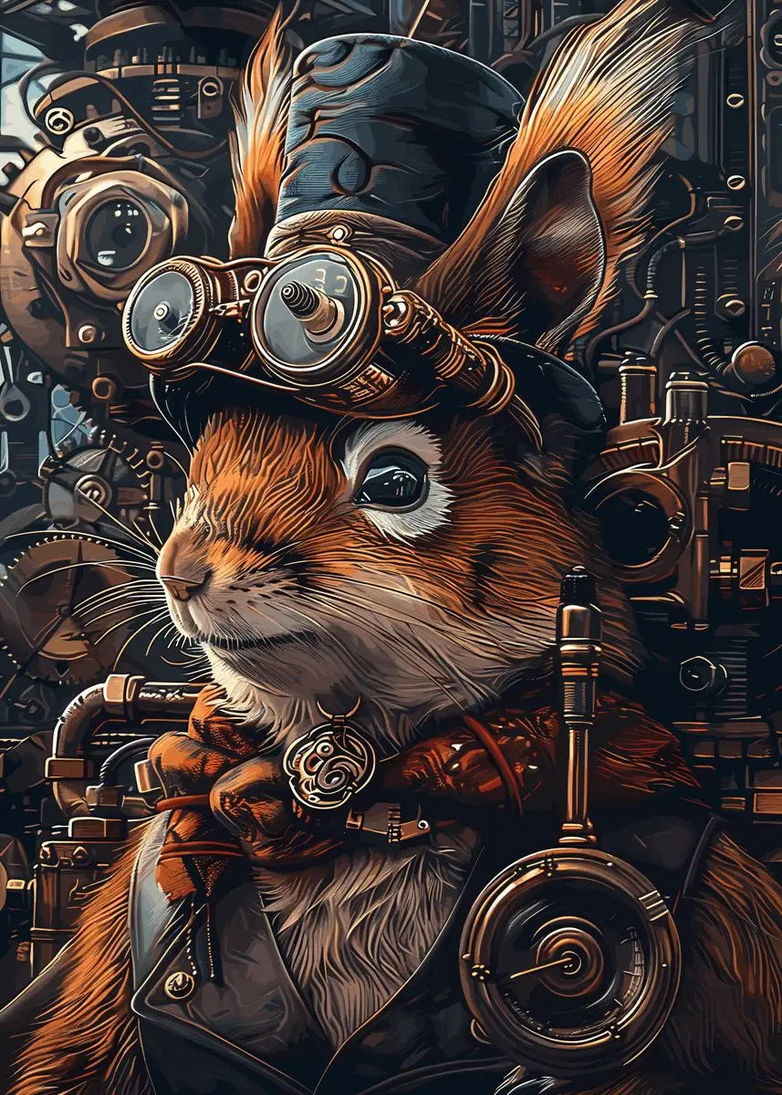 Retro Steampunk Style Animal Canvas Painting