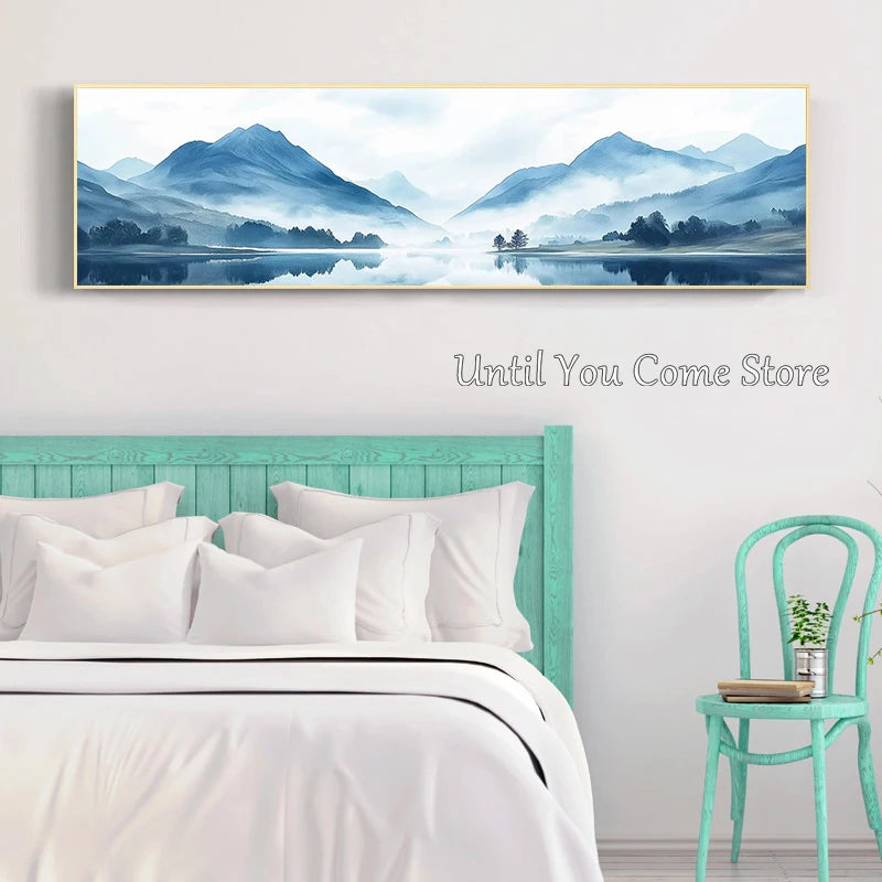 Watercolor Abstract Panoramic Landscape Painting Poster Print Canvas Pictures Home for Living Room and Bedroom Wall Modern Decor