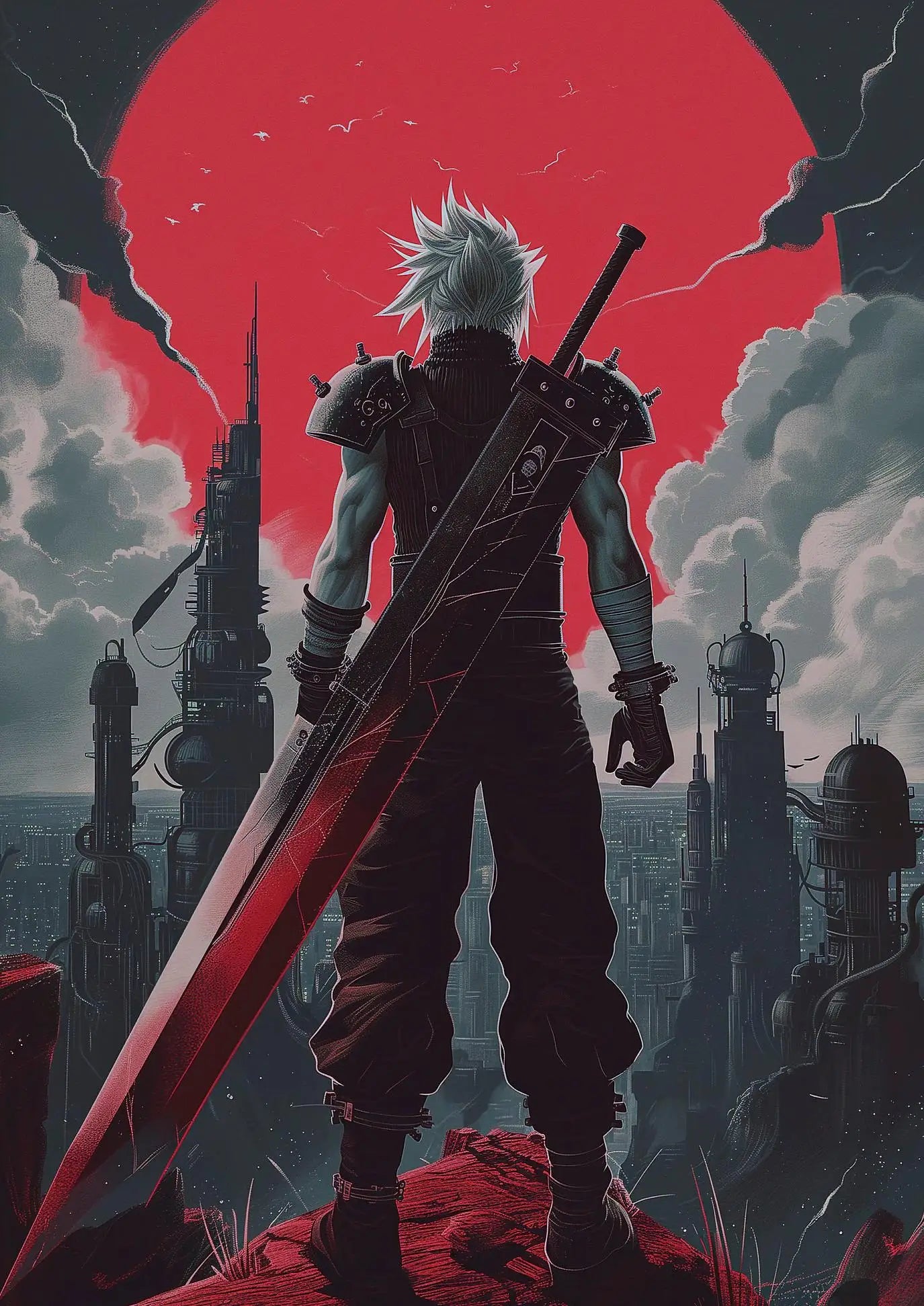 Retro style Minimalist Video Game Final Fantasy Anime Illustration Poster Canvas Painting Wall Art Pictures Home Decoration
