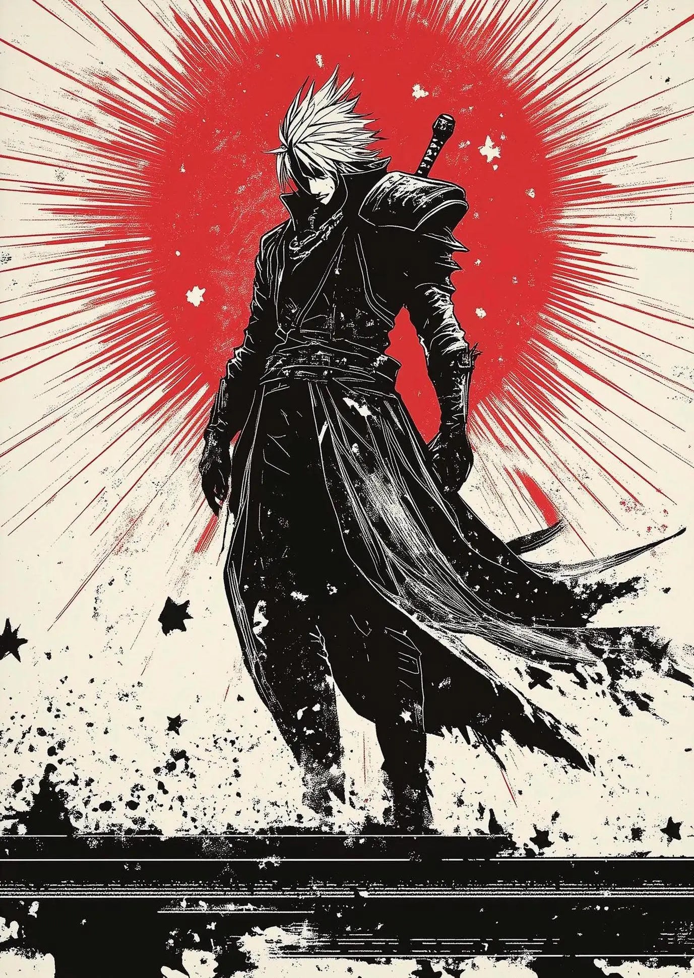 Retro style Minimalist Video Game Final Fantasy Anime Illustration Poster Canvas Painting Wall Art Pictures Home Decoration