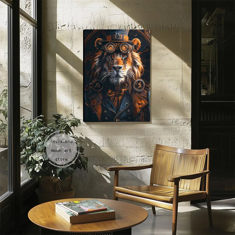 Retro Steampunk Style Animal Canvas Painting