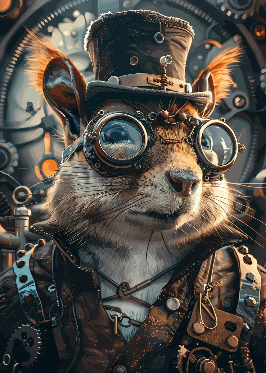 Retro Steampunk Style Animal Canvas Painting
