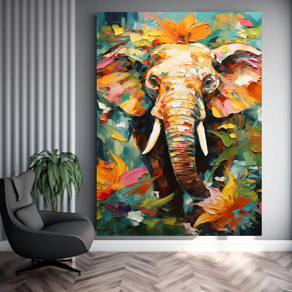 Street Graffiti Elephant Canvas Painting Abstract Animal Watercolor Poster Print Cartoon Cute Wall Art Living Room Home Decor