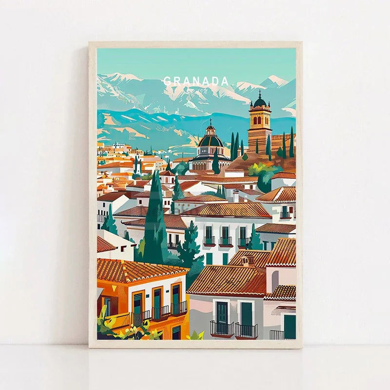 Painting Wall Art Pictures Home Living Room Modern Decoration European Spain Travel Poster Spain City Landscape Prints Canvas