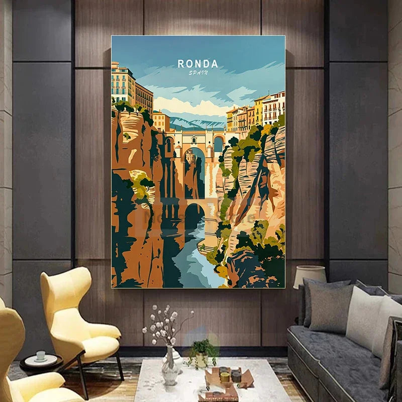 Painting Wall Art Pictures Home Living Room Modern Decoration European Spain Travel Poster Spain City Landscape Prints Canvas