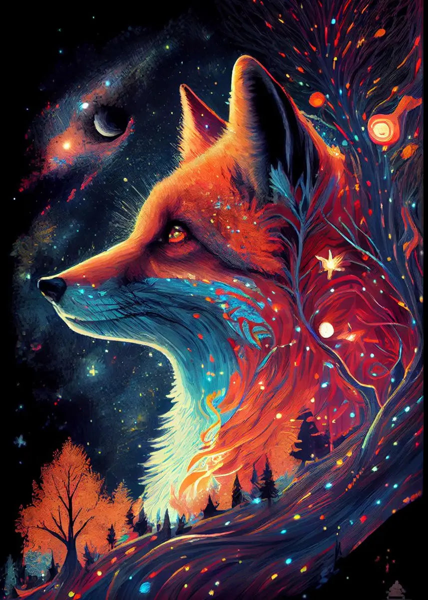 Fox Poster Fox in the Forest Art Painting