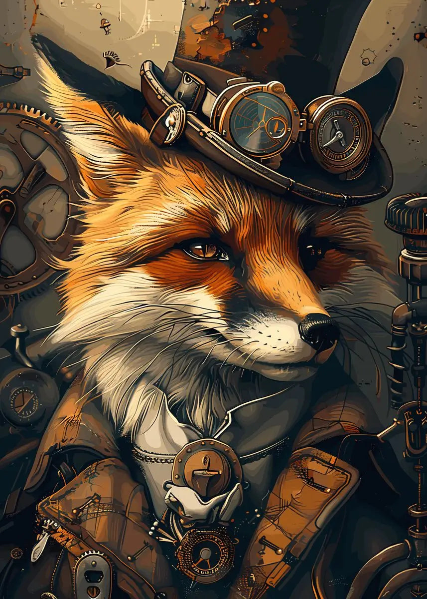Retro Steampunk Style Animal Canvas Painting