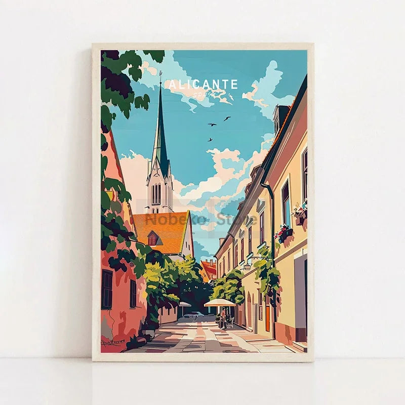 Painting Wall Art Pictures Home Living Room Modern Decoration European Spain Travel Poster Spain City Landscape Prints Canvas