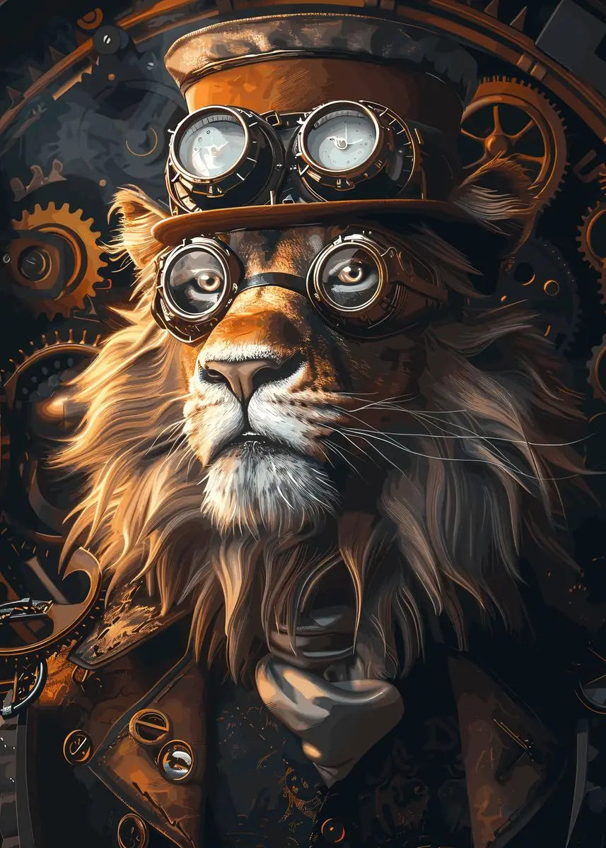 Retro Steampunk Style Animal Canvas Painting