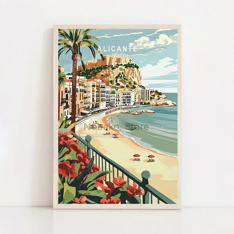 Painting Wall Art Pictures Home Living Room Modern Decoration European Spain Travel Poster Spain City Landscape Prints Canvas