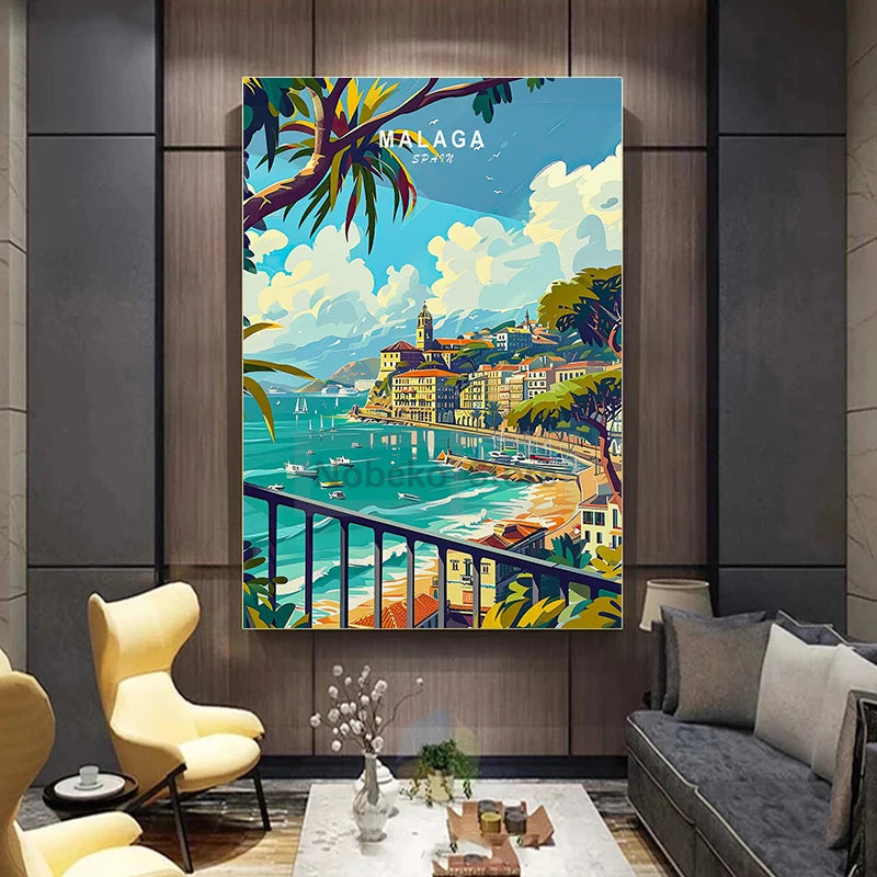 Painting Wall Art Pictures Home Living Room Modern Decoration European Spain Travel Poster Spain City Landscape Prints Canvas