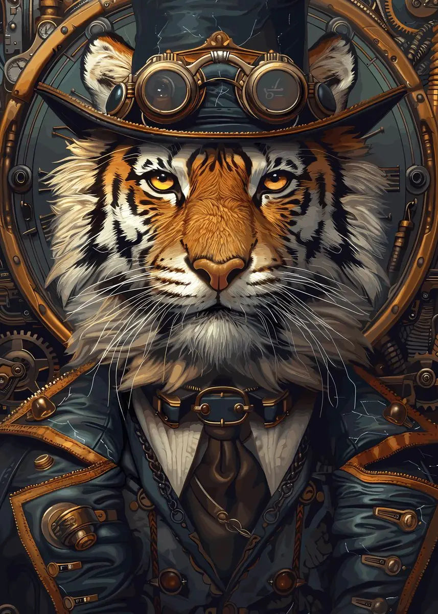 Retro Steampunk Style Animal Canvas Painting