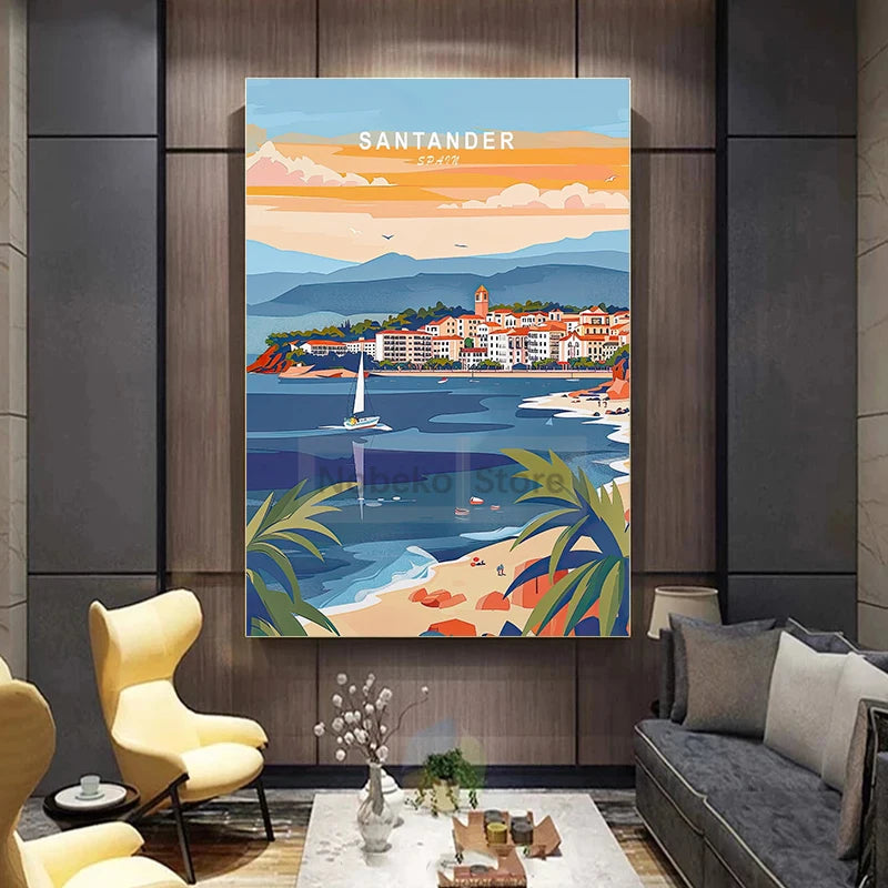 Painting Wall Art Pictures Home Living Room Modern Decoration European Spain Travel Poster Spain City Landscape Prints Canvas