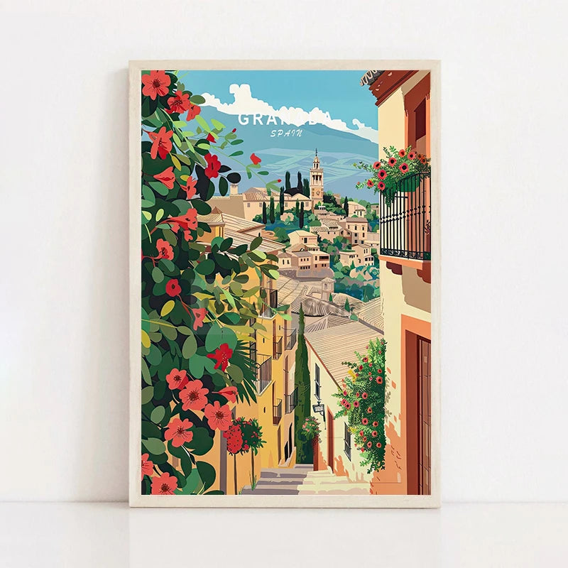 Painting Wall Art Pictures Home Living Room Modern Decoration European Spain Travel Poster Spain City Landscape Prints Canvas