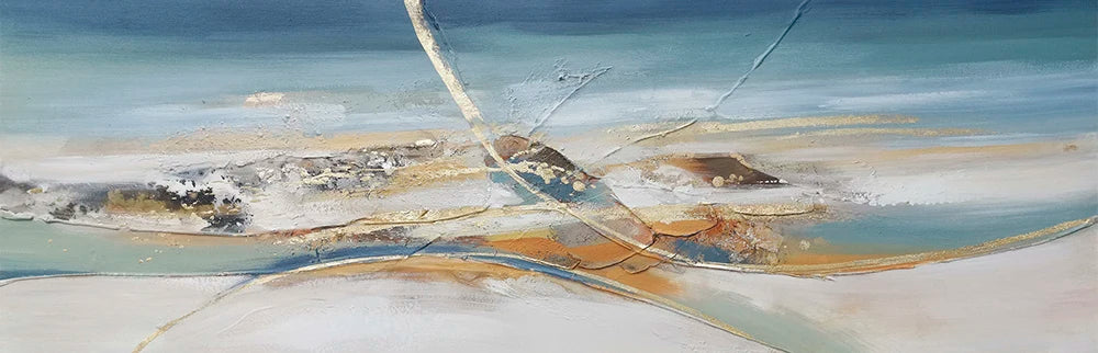 Modern Canvas Painting Abstract Landscape White Gold Line Posters and Prints Wall Art Pictures for Living Room Decor Cuadros