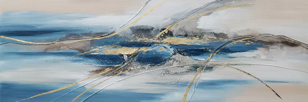 Modern Canvas Painting Abstract Landscape White Gold Line Posters and Prints Wall Art Pictures for Living Room Decor Cuadros