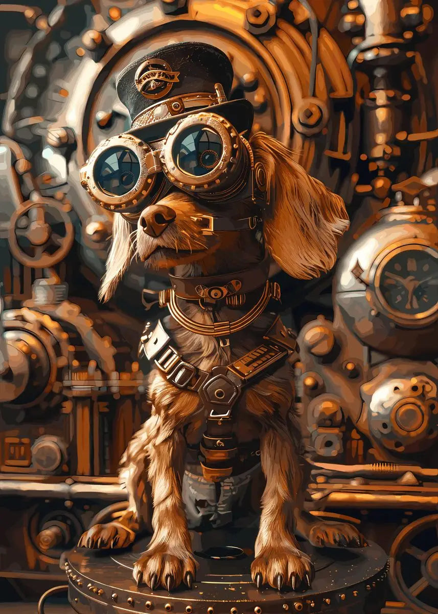 Retro Steampunk Style Animal Canvas Painting