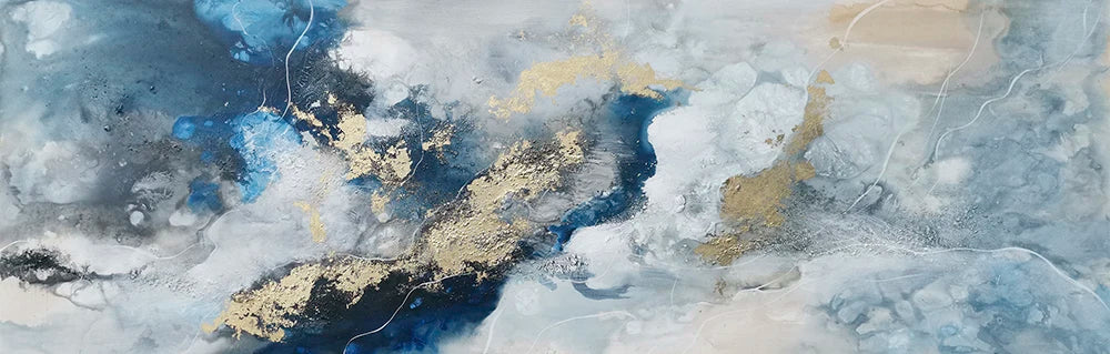 Modern Canvas Painting Abstract Landscape White Gold Line Posters and Prints Wall Art Pictures for Living Room Decor Cuadros