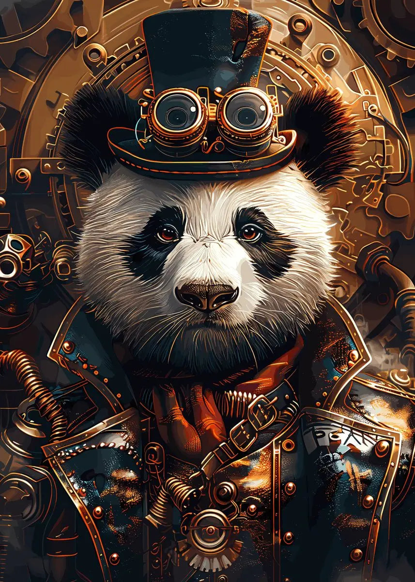Retro Steampunk Style Animal Canvas Painting