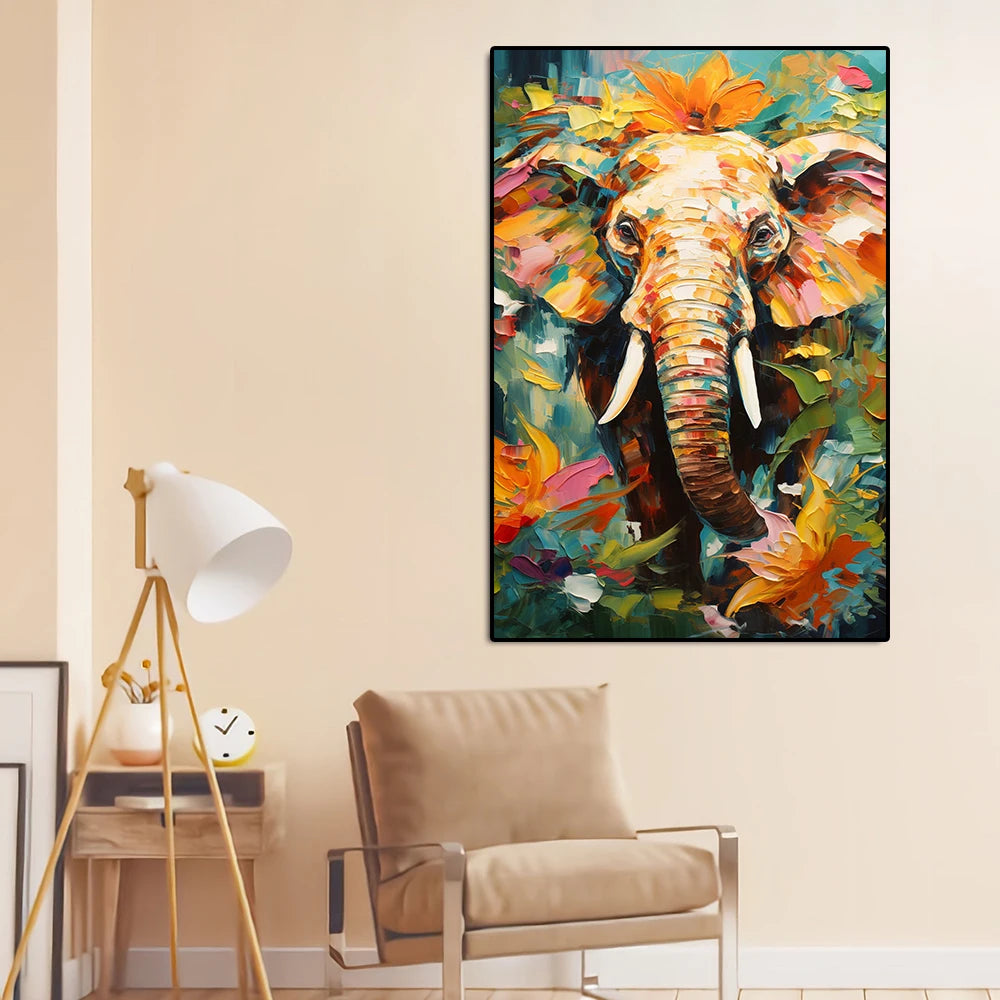 Street Graffiti Elephant Canvas Painting Abstract Animal Watercolor Poster Print Cartoon Cute Wall Art Living Room Home Decor